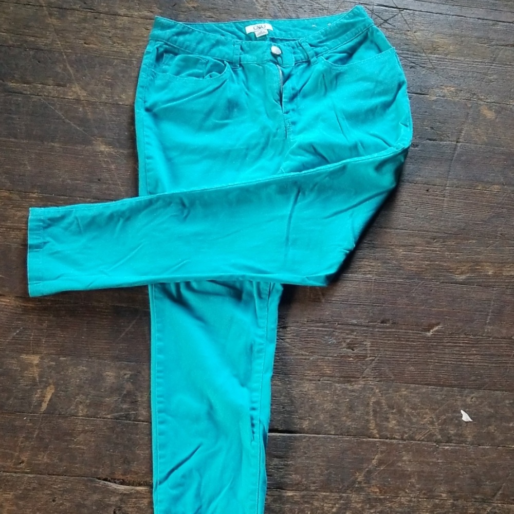 Turquoise skinny pants